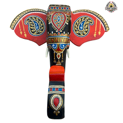 Wooden Hand painted and Hand craf15-Inch Wooden Hand-Carved & Hand-Painted Elephant Head Wall Décorted decorative beautiful Elephant head wall hangings | Wall Decor | Size 15inches Black