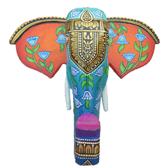 Hand-Carved & Hand-Painted Wooden Elephant Head | 10 Inches | Vastu Positive Decor | Symbol of Power and Protection
