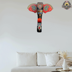 Wooden Hand painted and Hand craf15-Inch Wooden Hand-Carved & Hand-Painted Elephant Head Wall Décorted decorative beautiful Elephant head wall hangings | Wall Decor | Size 15inches Black