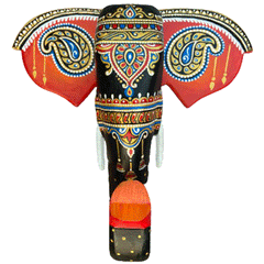 Hand-Carved & Hand-Painted Wooden Elephant Head | 10 Inches | Vastu Positive Decor | Symbol of Power and Protection
