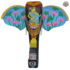 15-Inch Wooden Hand-Carved & Hand-Painted Elephant Head Wall Décor