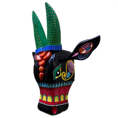 Hand-Carved & Hand-Painted Wooden Cow Head | 15 Inches | Vastu Positive Décor | Inspired by Oachira Festival, Kerala