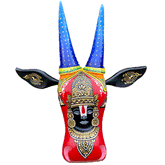 Hand-Carved & Hand-Painted Wooden Cow Head | Lord Balaji | 15 Inches | Vastu Positive Decor | Oachira Festival Inspired