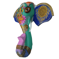 Maa Laxmi 15 inches Wooden Elephant Head Decor