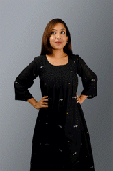 Black handwoven Jamdani maxi dress