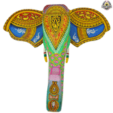 15-Inch Wooden Hand-Carved & Hand-Painted Elephant Head Wall Décor