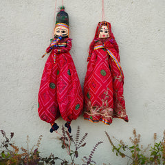 Craftooba Traditional Indian Puppets,Dolls, Vintage Rajasthani,Handmade Gypsy Dolls,String,Bohemian Home