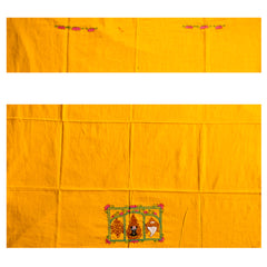 Lord Balaji Inspired Yellow Designer blouse piece | Blouse material | Designer blouse | Kantha hand embroidered blouse piece