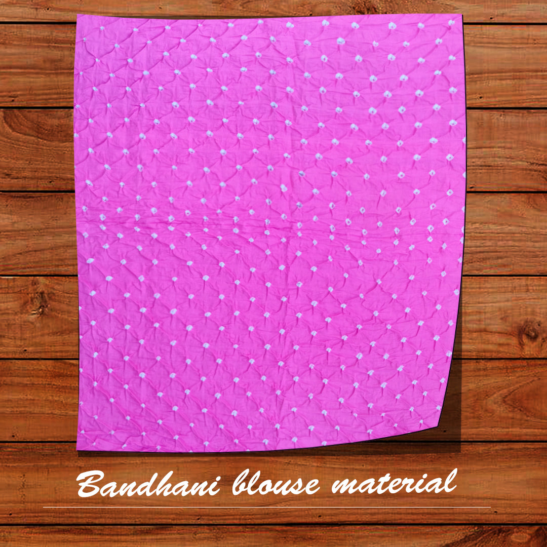 Craftooba Hand bandhni work cotton blouse material Pink | Blouse piece |