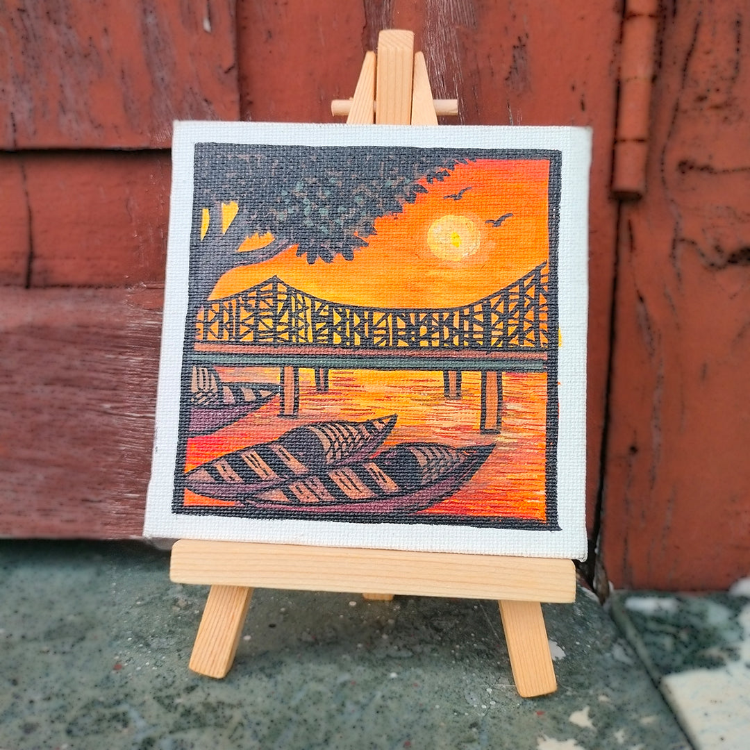 Craftooba Hand Painted Impasto Small Canvas Art | Small Canvas | Canvas | Canvas Painting | Paintings | Canvas Art | Howrah Bridge | Kolkata