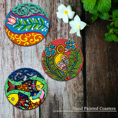 Engineered wooden handpainted Coasters art –  | Engineered wooden handpainted coaster decor