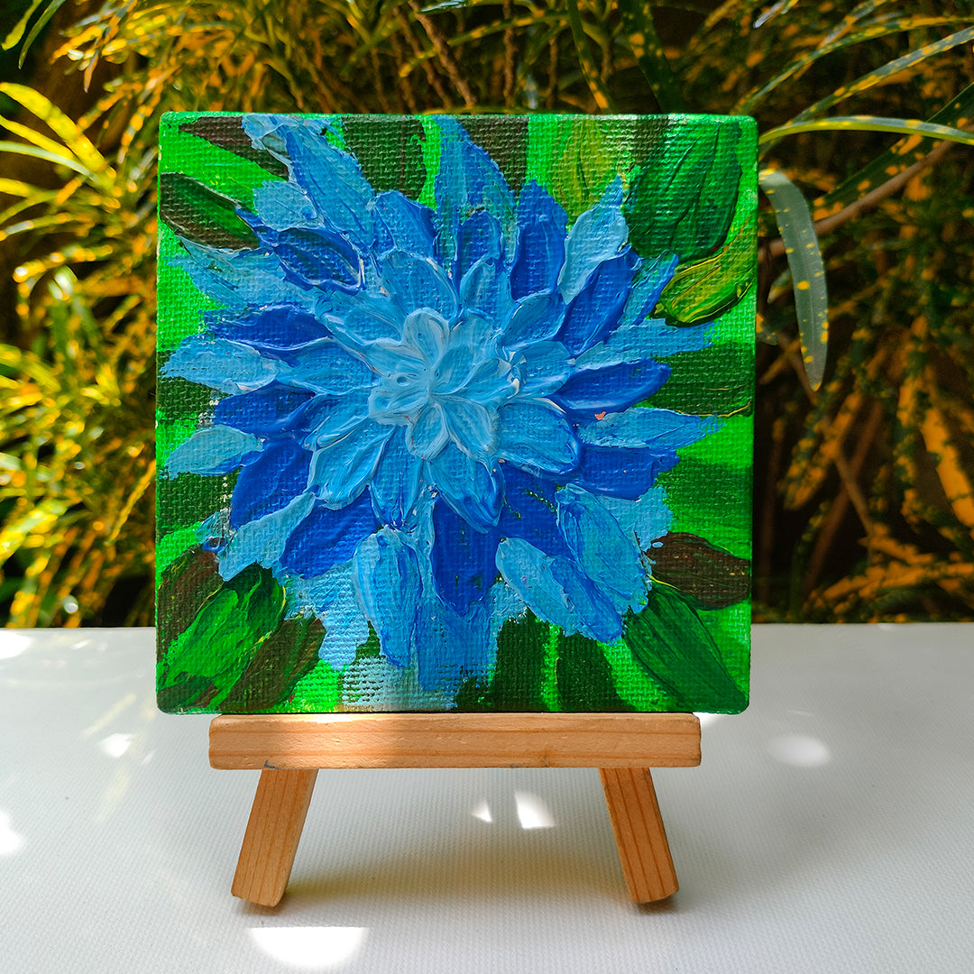 Original canvas painting | Small canvas (4 inches) with easel stand