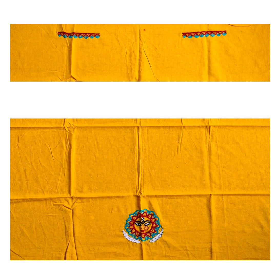 Yellow Designer blouse piece | Blouse material | Designer blouse | Kantha hand embroidered blouse piece