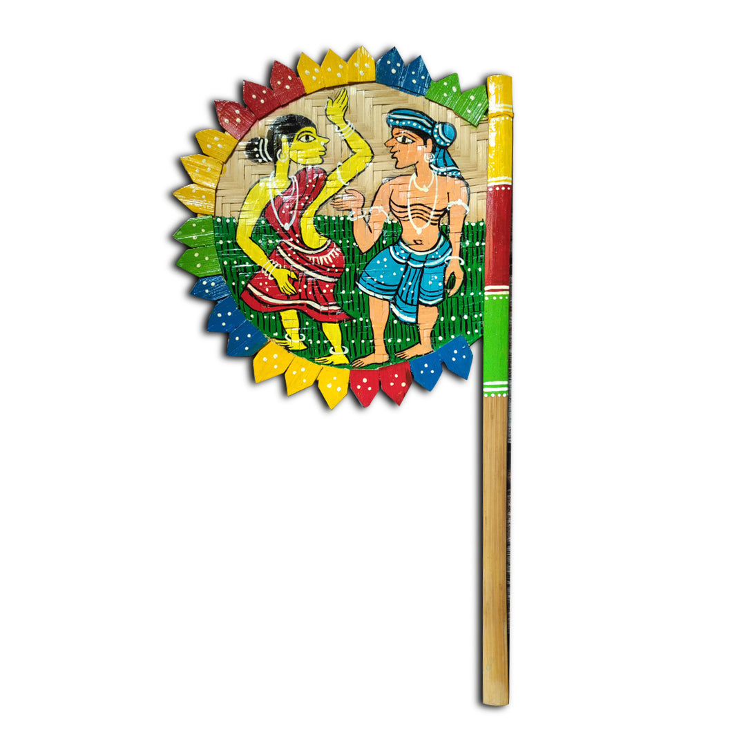 Craftooba Hand Painted bamboo made hand fan (hatpakha) for home decor & festival | Handmade & handpainted Beautiful Traditional Hand Fan for Cool Air & Home Decor and Travel Use