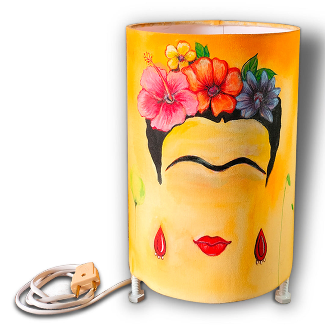 Craftooba hand painted Frida Kahlo portrait inspired round lamp shade | Hand Painted Table Lamp Shadee | For Bedroom | Home | Living Room | Bdside | Home Decor Items & Gift