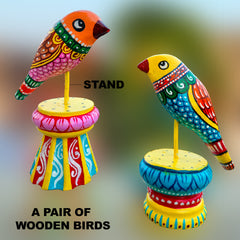 Craftooba handpainted wooden bird showpiece set-of-2 | wooden birds | showpiece | handpainted | table top | home decor |