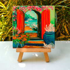 Original canvas painting | Small canvas (4 inches) with easel stand