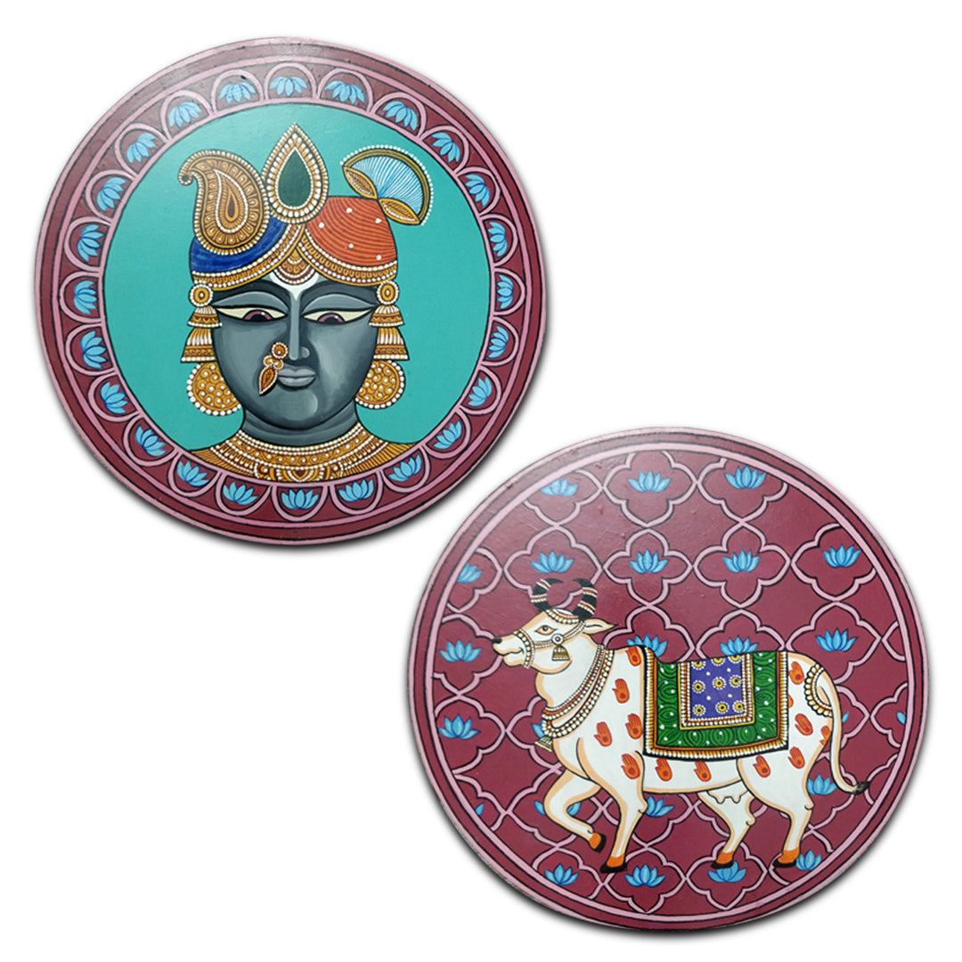 Wooden Hand painted and hand crafted decorative wall plates Combo Pitwai & Sreenath| wall hangings, wall decor | Home Decor, Office Decor |