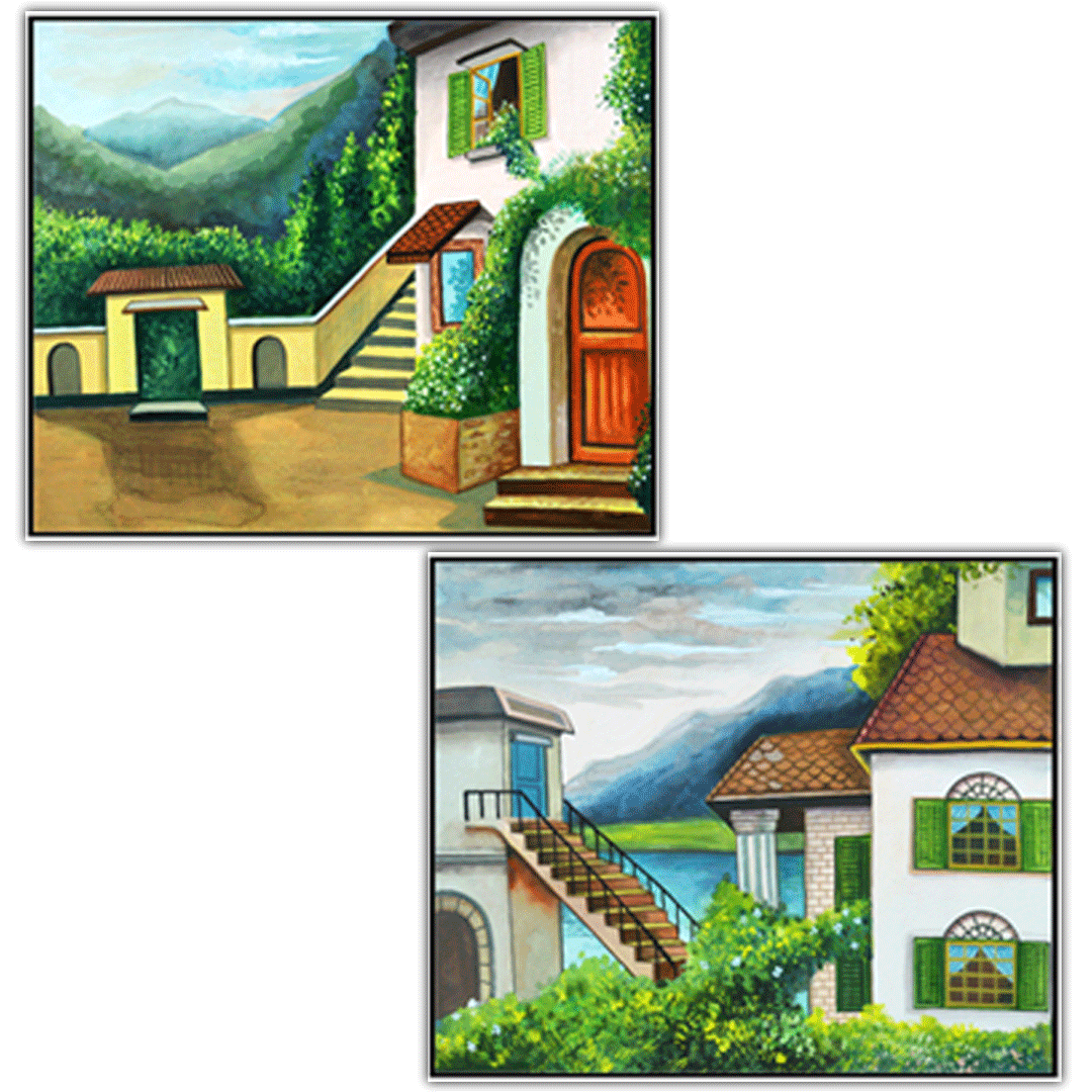 Craftooba Canvas Of a Hill Side House | Canvas | Stretched Canvas Art Print