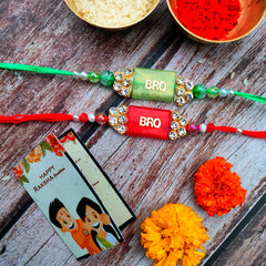 Craftooba Colourful COMBO Of BRO Green And Red Beads Rakhi/Bracelet | Rakhi with Gift | Rakhi | Rakhi For Brother | Rakhi For Sister | Gift | Raksha bandhan |