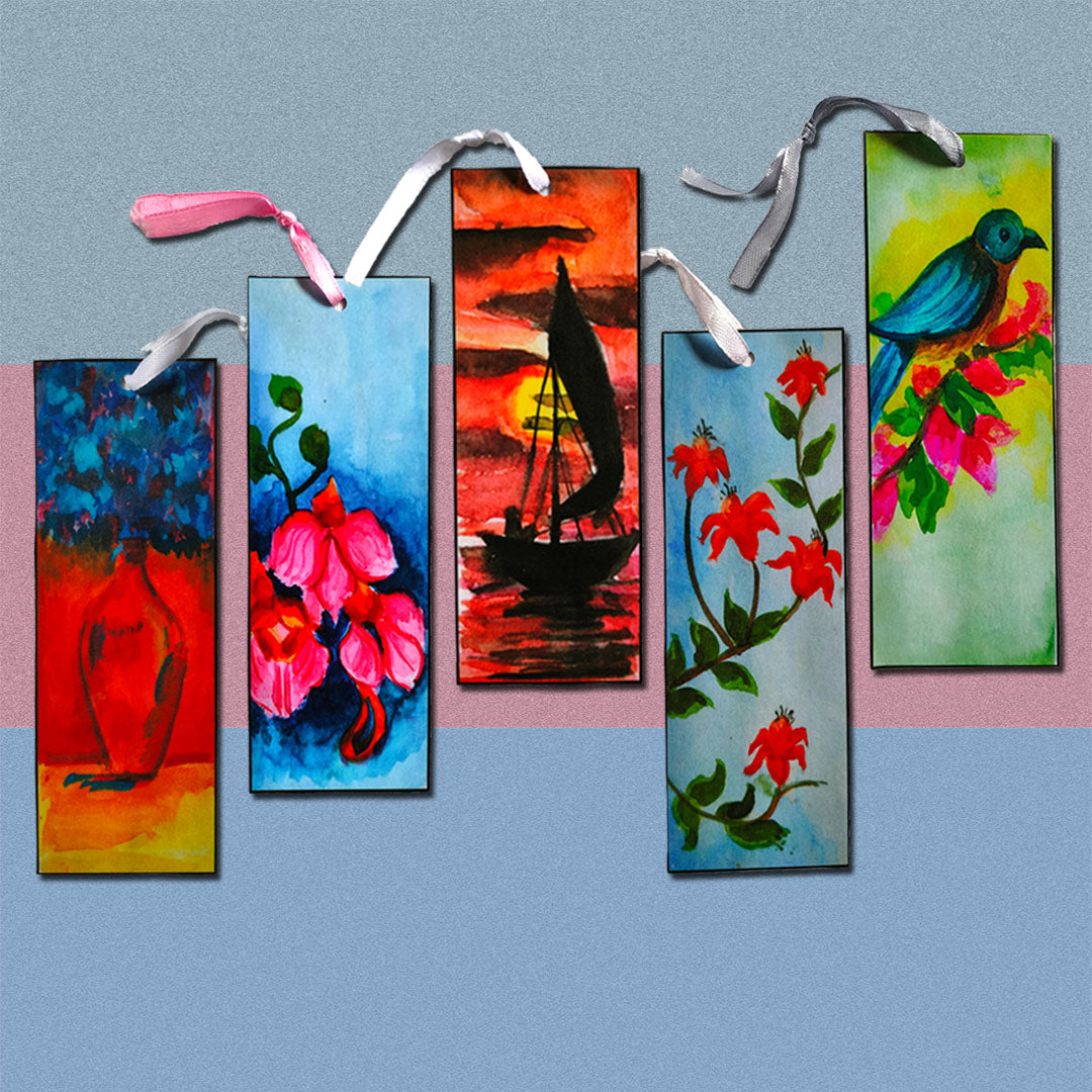 Set of 5 Laminated Art Bookmarks – Prints of Original Paintings