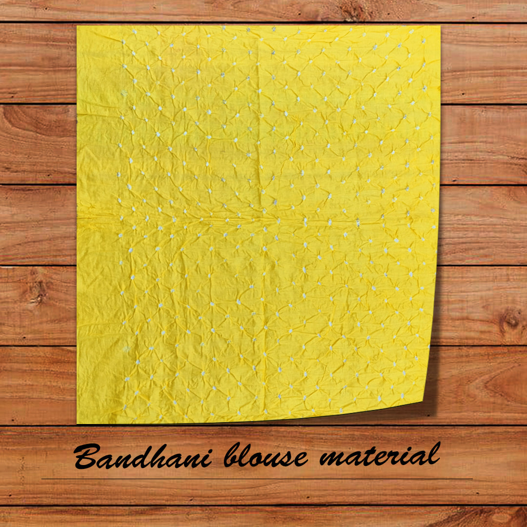 Craftooba Hand bandhni work cotton blouse material Yellow | Blouse piece |