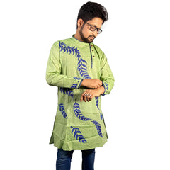 Craftooba Hand Painted Cotton Green Colour Punjabi for Men | Punjabi | Ethnic Wear | Clothing | Kurta | Kurta for Men