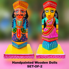 Craftooba Wooden Handpainted Couple Dolls for Home Decor Set of 2 VIII | Doll | Handpainted Doll | Wooden Doll | Home decor |