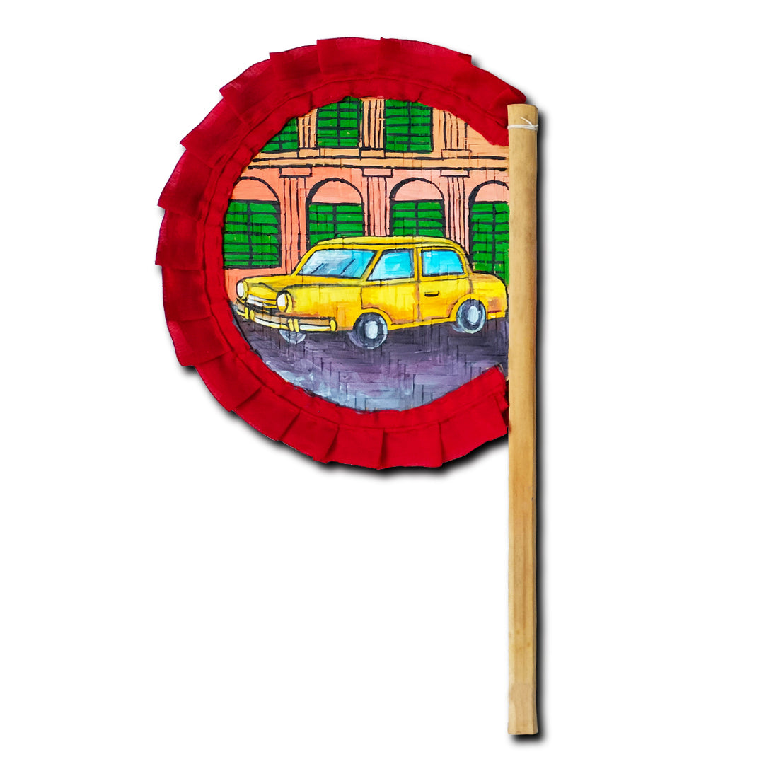 Craftooba Hand Painted Decorative Folk Art Bamboo Made Hand Fan (hatpakha) Taxi | Home Decor & Festival | Handmade & Handpainted Beautiful Traditional Hand Fan.