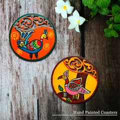 Hand Painted Birds Inspired Coasters Pack of 2