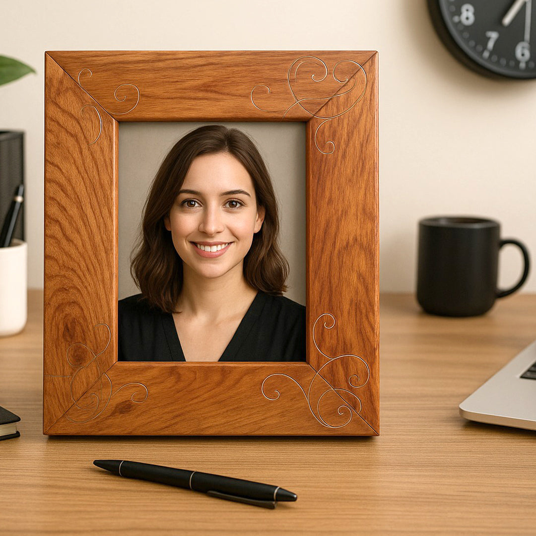 Product image Craftooba Premium Handcrafted Metal Inlay Wooden Table Top Frame – 5.5 x 3.5 inch Photo Display | Photo frame | Wooden photo Frame |