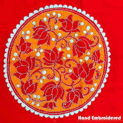 Craftooba Designer handembroidered Blouse Piece | Blouse Material | Designer Blouse | Kantha Hand Embroidered Blouse Piece Red