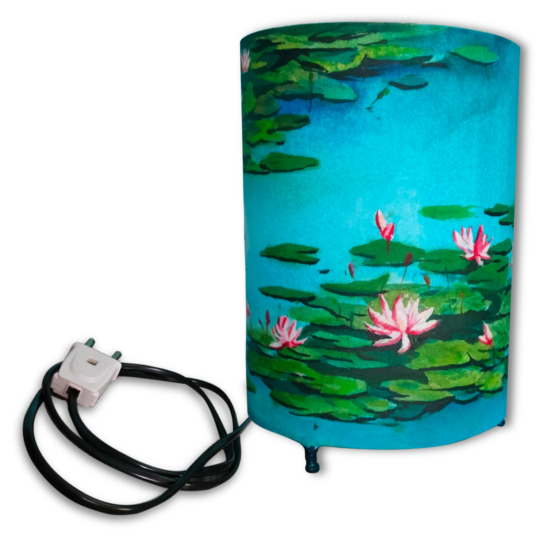 Craftooba Water lilies hand painted round lamp shade | Hand Painted Table Lamp Shade | For Bedroom | Home | Living Room | Bedside | Home Decor Items & Gift