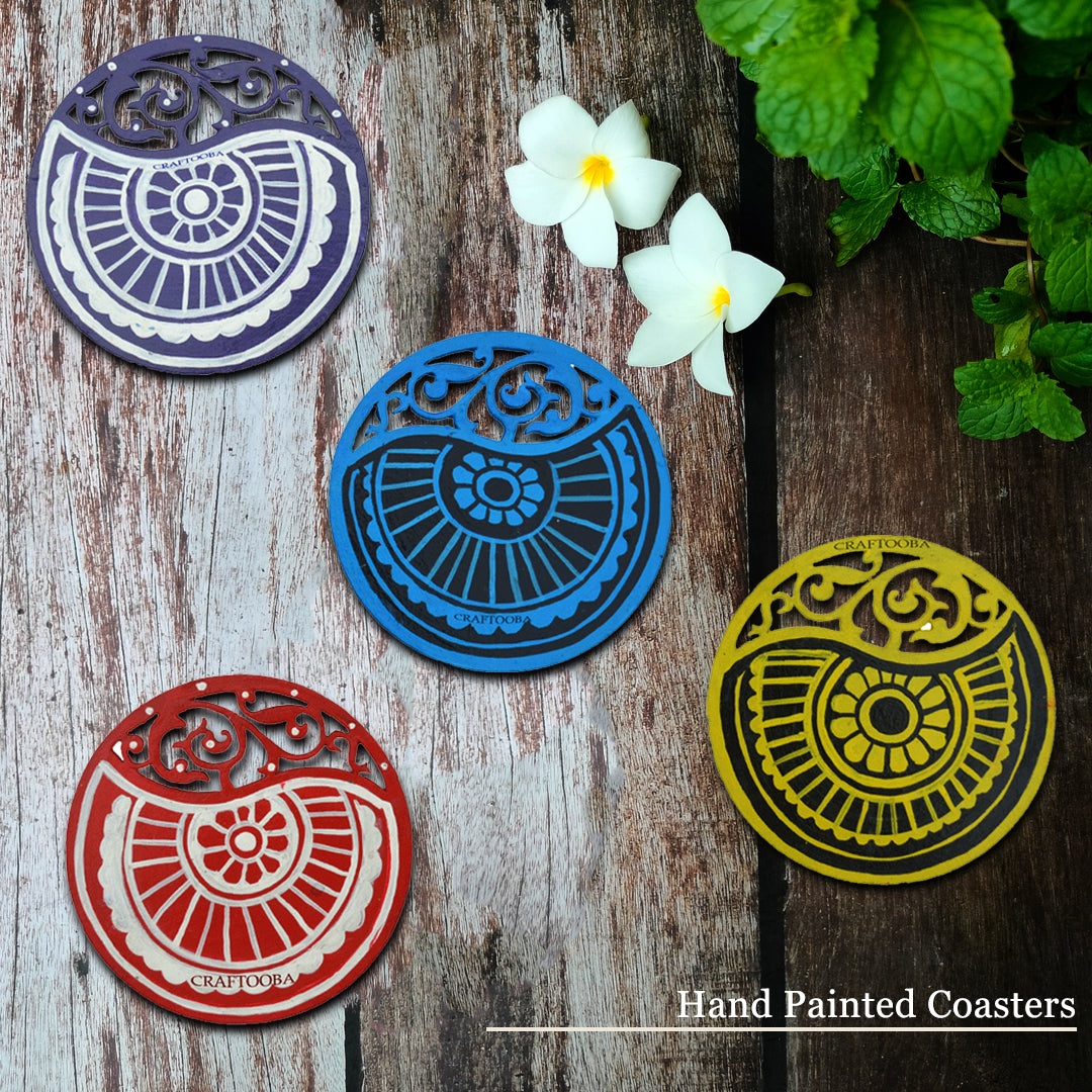 Engineered wooden handpainted Coasters art –  | Engineered wooden handpainted coaster decor