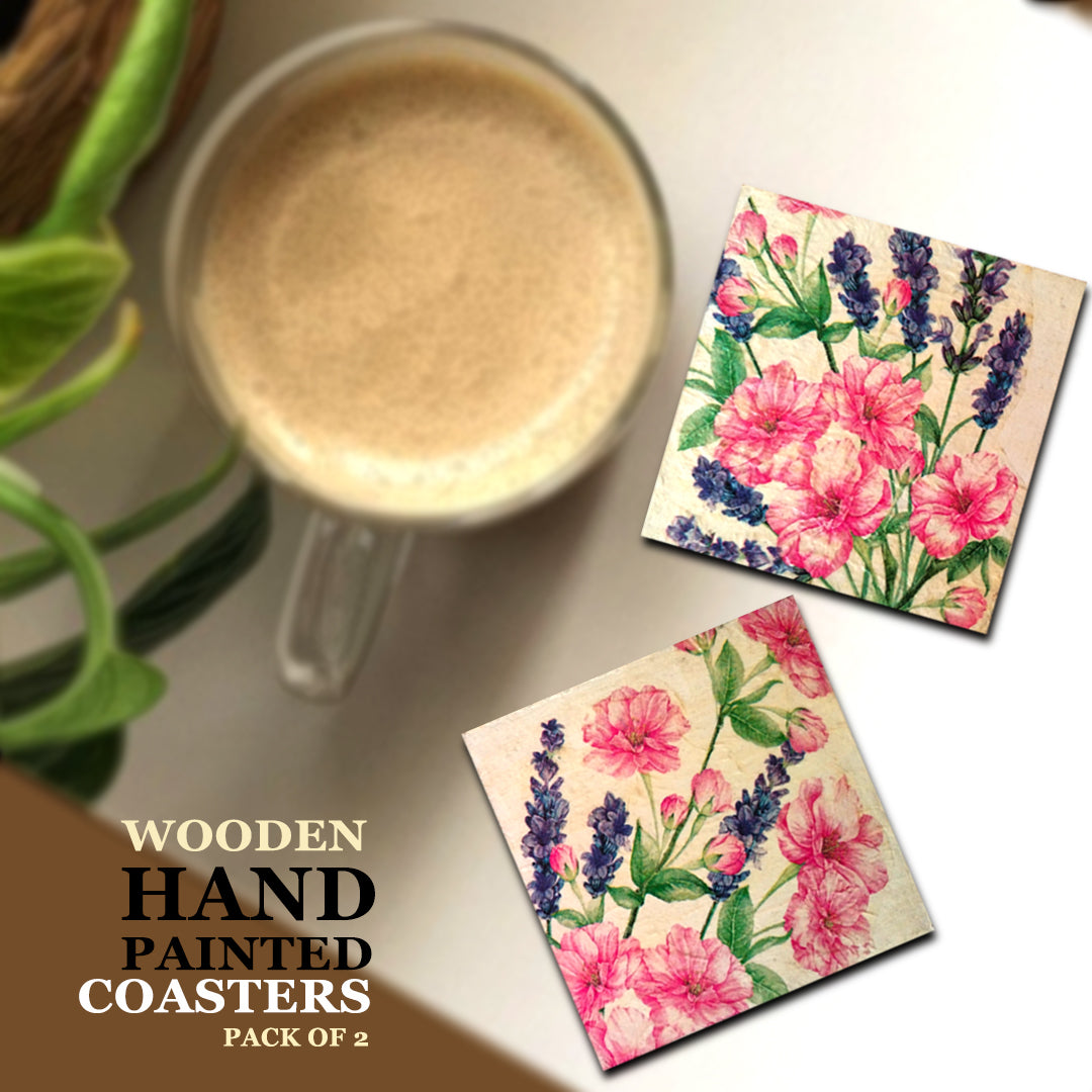 Wooden handpainted Coasters art Set Of 2 –  | Wooden handpainted coaster decor