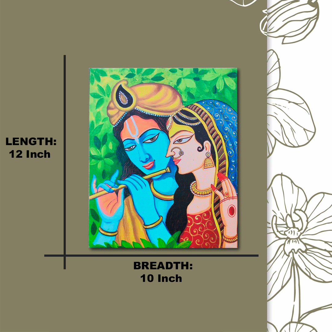 Craftooba Printed Canvas Inspired on Radha Krishna Potrait | Canvas | Stretched Canvas Art Print