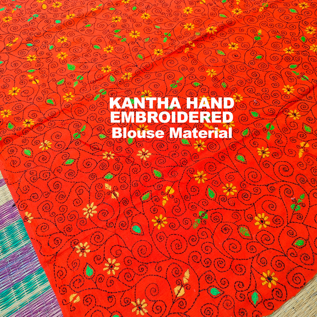 Craftooba A Touch of Tradition — Kantha Embroidered Blouse Piece | Hand Embroidered Blouse Material | Kantha | Blouse | Blouse Material