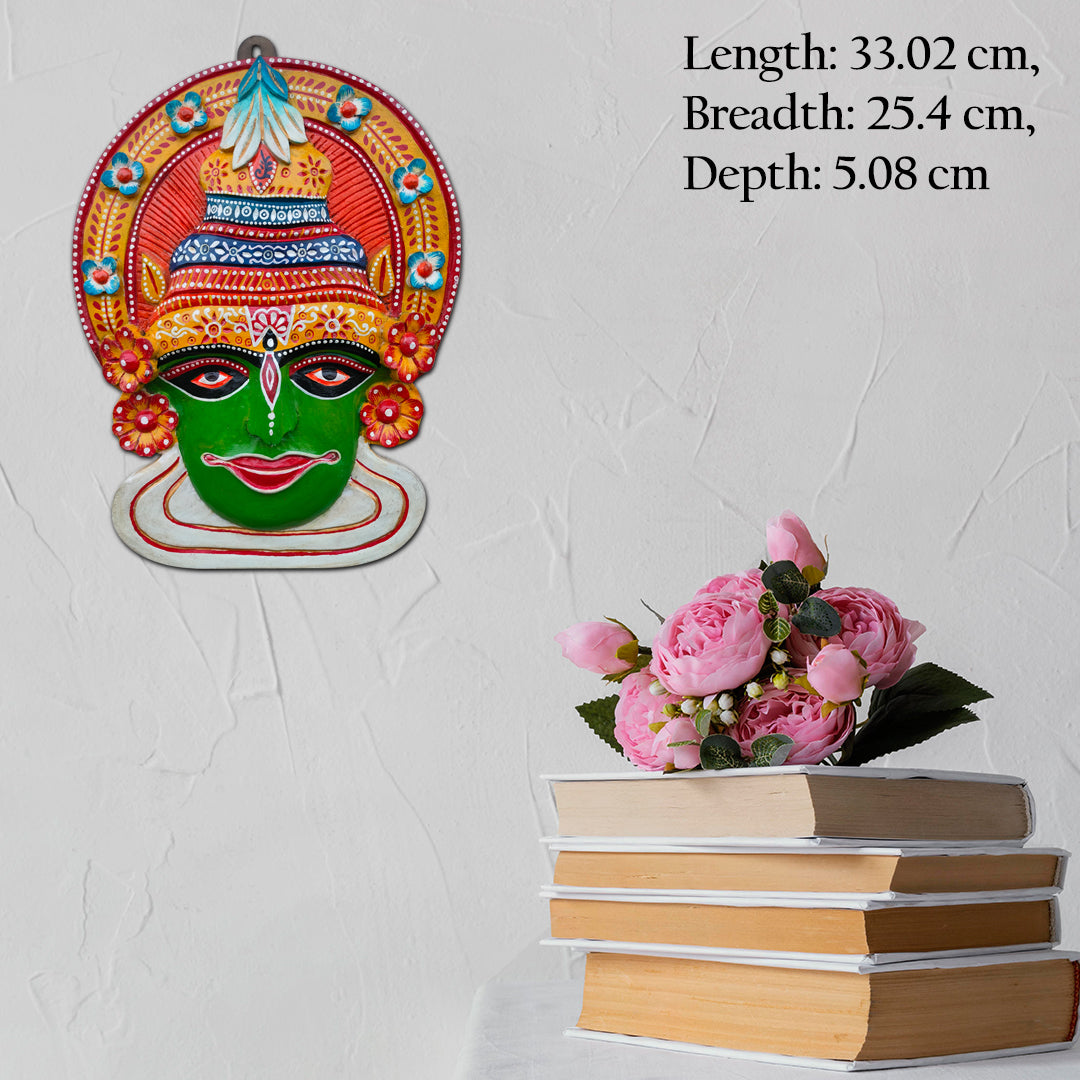 Wooden handpainted Kathakali face mask | Wooden Face mask decor