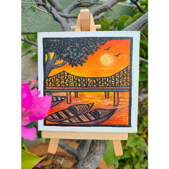 Craftooba Hand Painted Impasto Small Canvas Art | Small Canvas | Canvas | Canvas Painting | Paintings | Canvas Art | Howrah Bridge | Kolkata