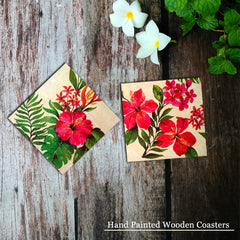 Wooden handpainted Coasters art Set Of 2 –  | Wooden handpainted coaster decor