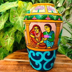 Hand Painted  Terracotta Vase- Table Top Decor- Home Decor