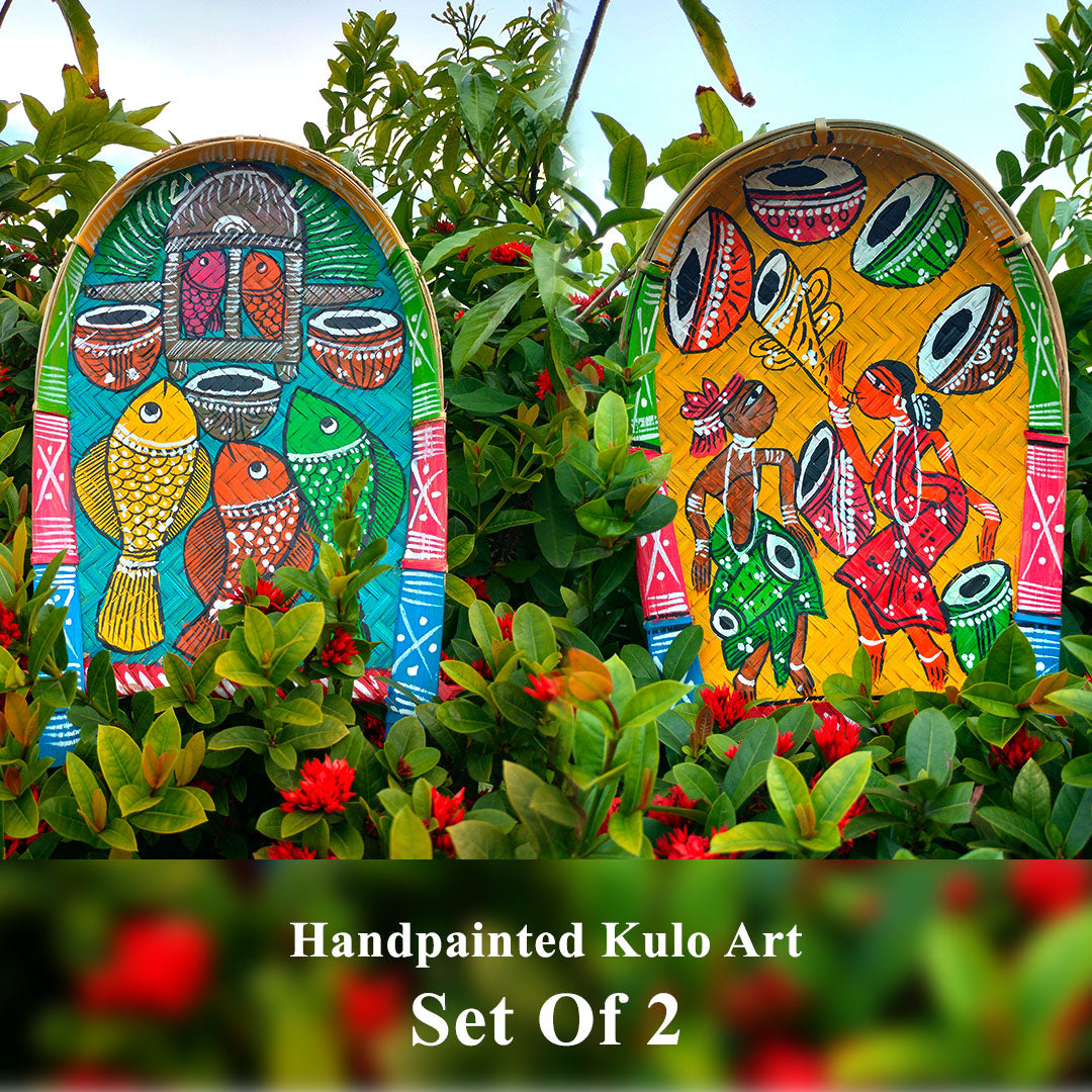 Craftooba Hand Craftted And Hand Painted Kulo Art Tribal Or Winnowing Clatter/Basket for Home Decor & Festival