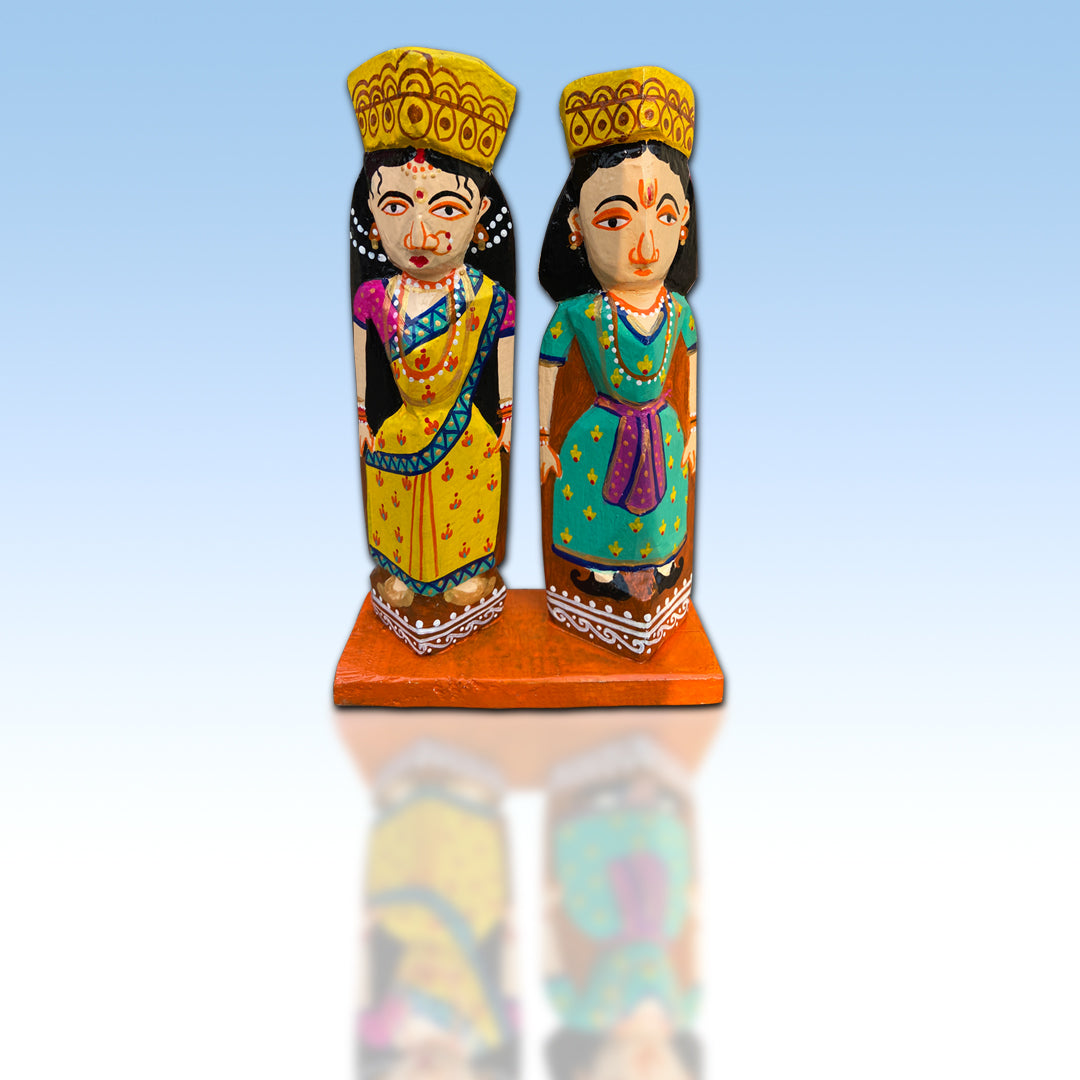 Craftooba Wooden Handpainted Couple Dolls for Home Decor Set of 2 VIII | Doll | Handpainted Doll | Wooden Doll