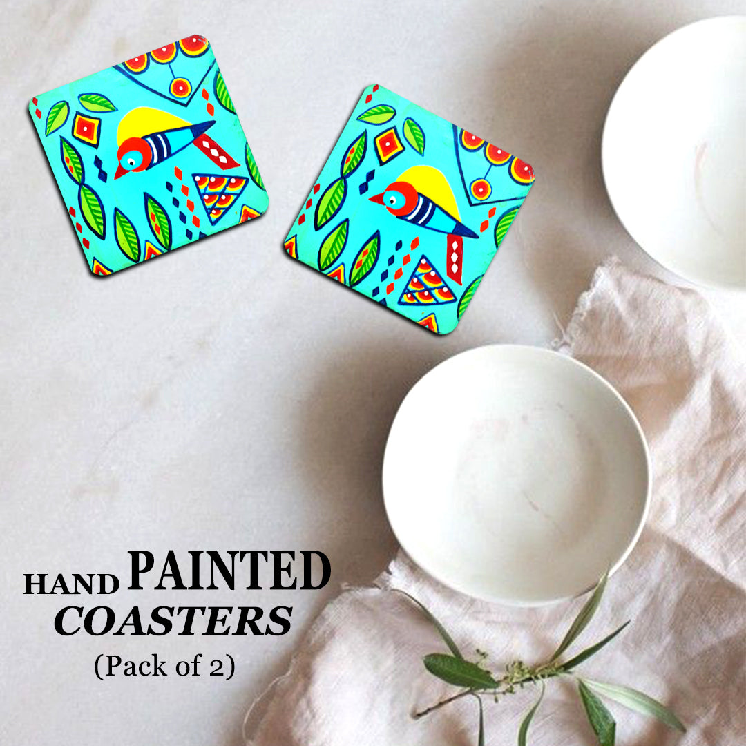 Engineered wooden handpainted Coasters art Set Of 2–  | Engineered wooden handpainted coaster decor