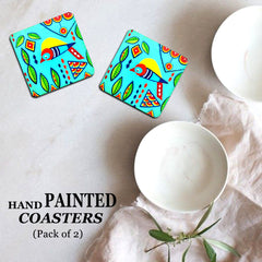 Engineered wooden handpainted Coasters art Set Of 2–  | Engineered wooden handpainted coaster decor