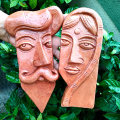 Terracotta Wall Masks – Traditional Man & Woman Combo