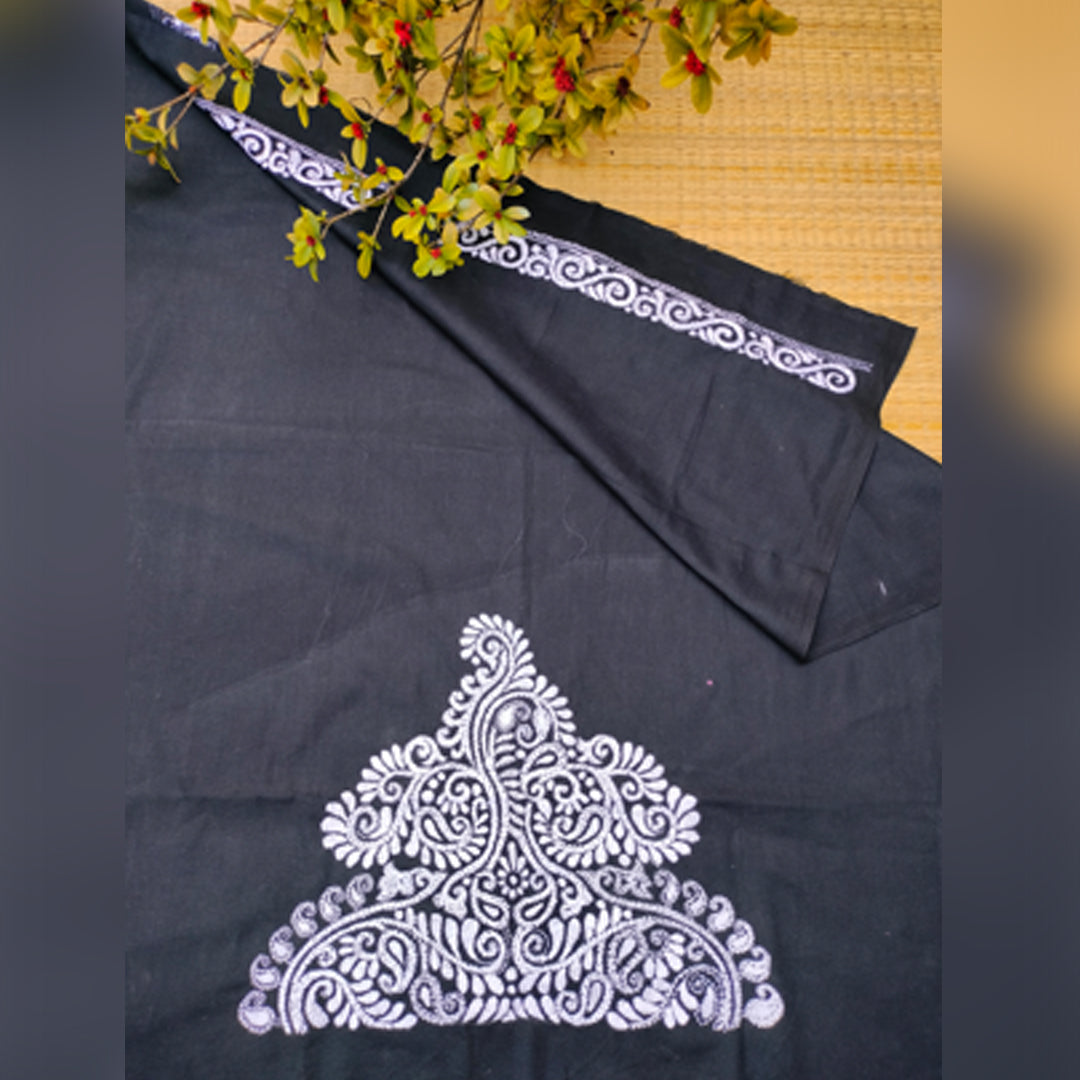 Craftooba Designer handembroidered Blouse Piece | Blouse Material | Designer Blouse | Kantha Hand Embroidered Blouse Piece Black