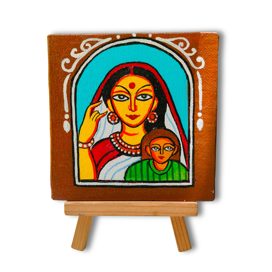 Wooden handpainted small canvas art – 5 inches | Wooden handpainted Small Canvas with stand decor