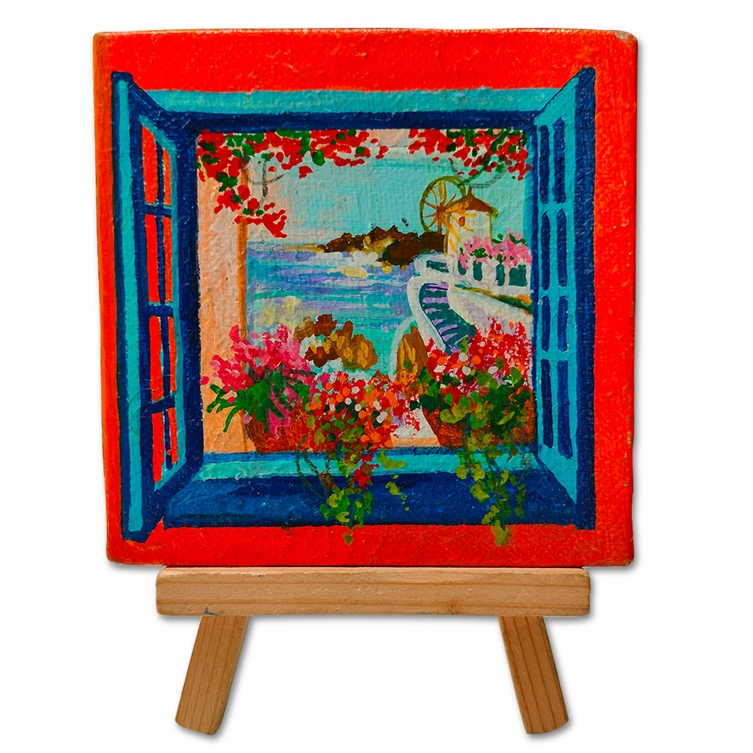 Original canvas painting | Small canvas (4 inches) with easel stand