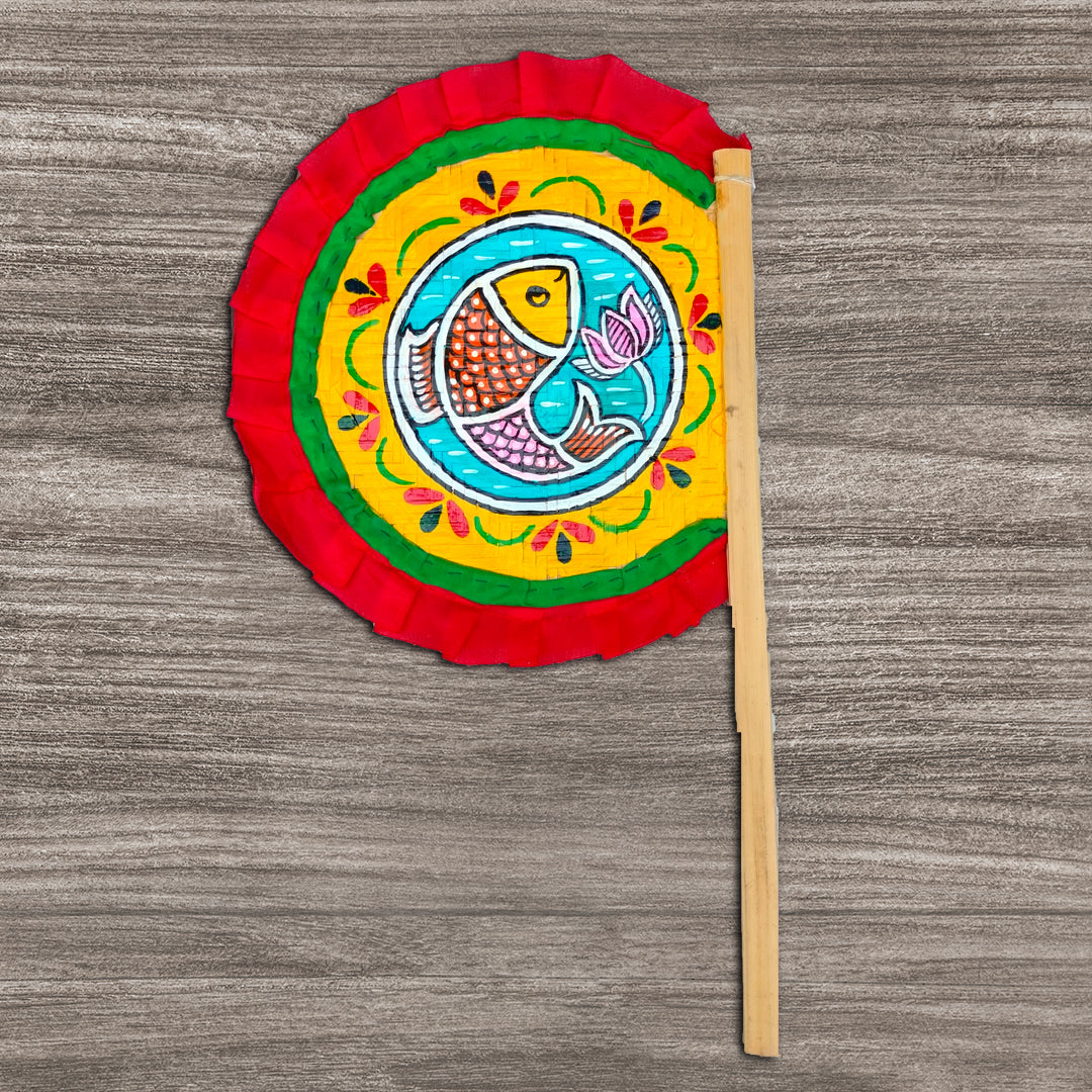 Craftooba Hand Painted bamboo made hand fan (hatpakha) for home decor & festival | Handmade & handpainted Beautiful Traditional Hand Fan for Cool Air & Home Decor and Travel Use